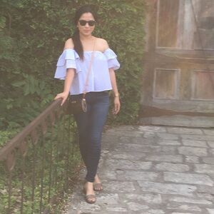 Striped Off-Shoulder Women's Top